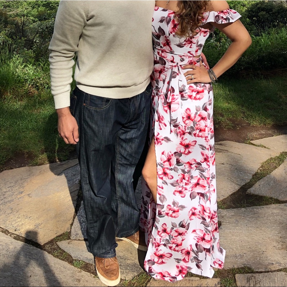 Off shoulder floral maxi dress